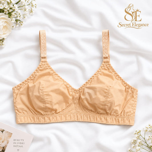Secret Elegance Simple Soft Cotton Bra For Women - Daily Comfort