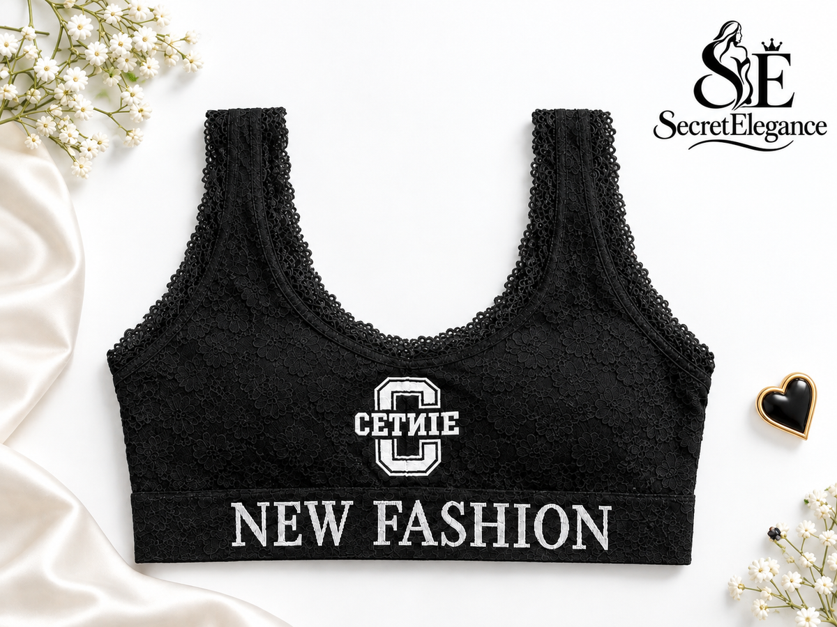 Women's Lace Padded Sports Bralette Blouse - Cotton Jersey - L Size | 6 Colors