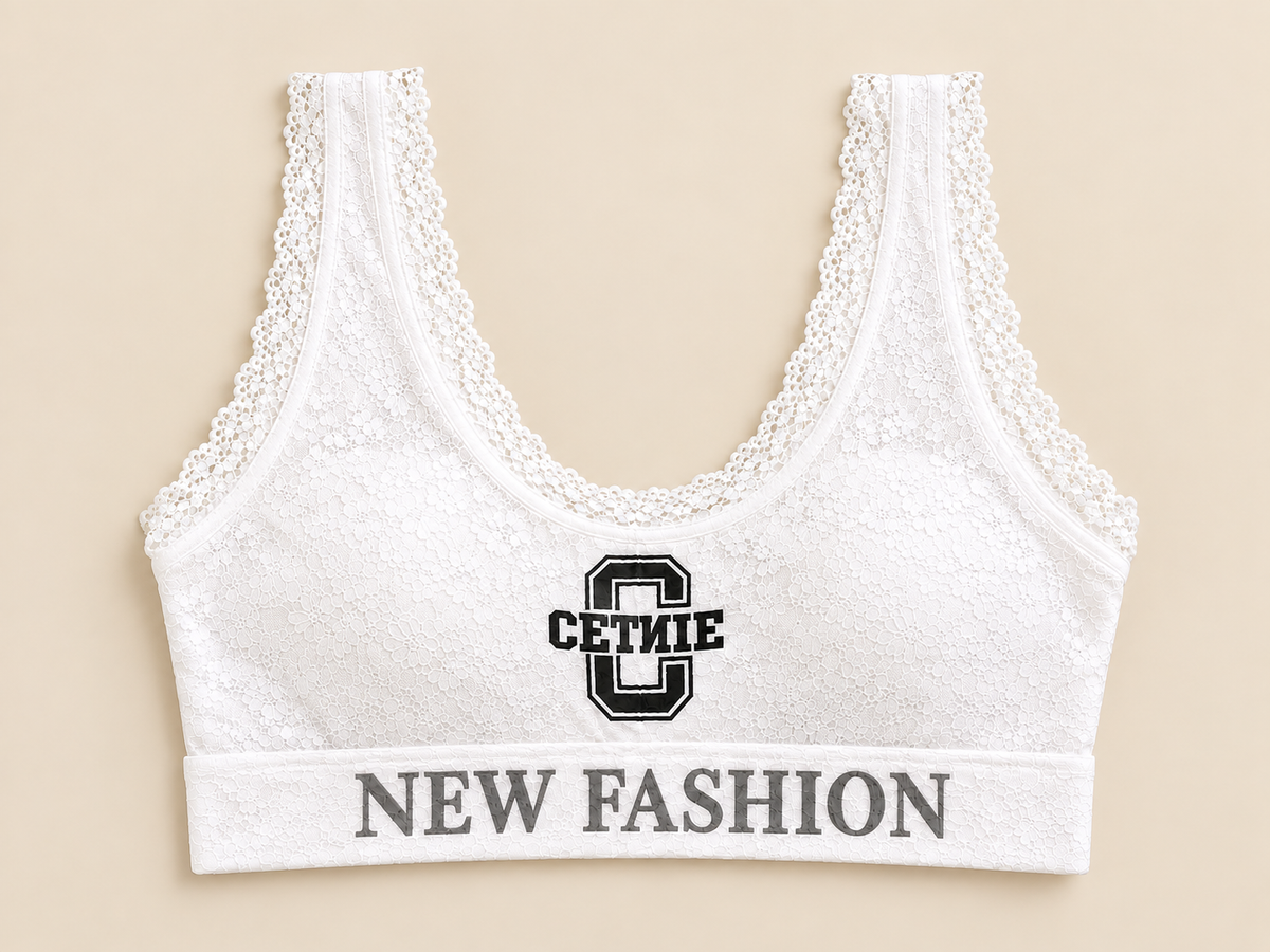 Women's Lace Padded Sports Bralette Blouse - Cotton Jersey - L Size | 6 Colors