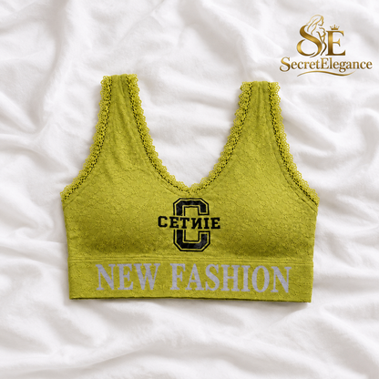 Women's Lace Padded Sports Bralette Blouse - Cotton Jersey - L Size | 6 Colors