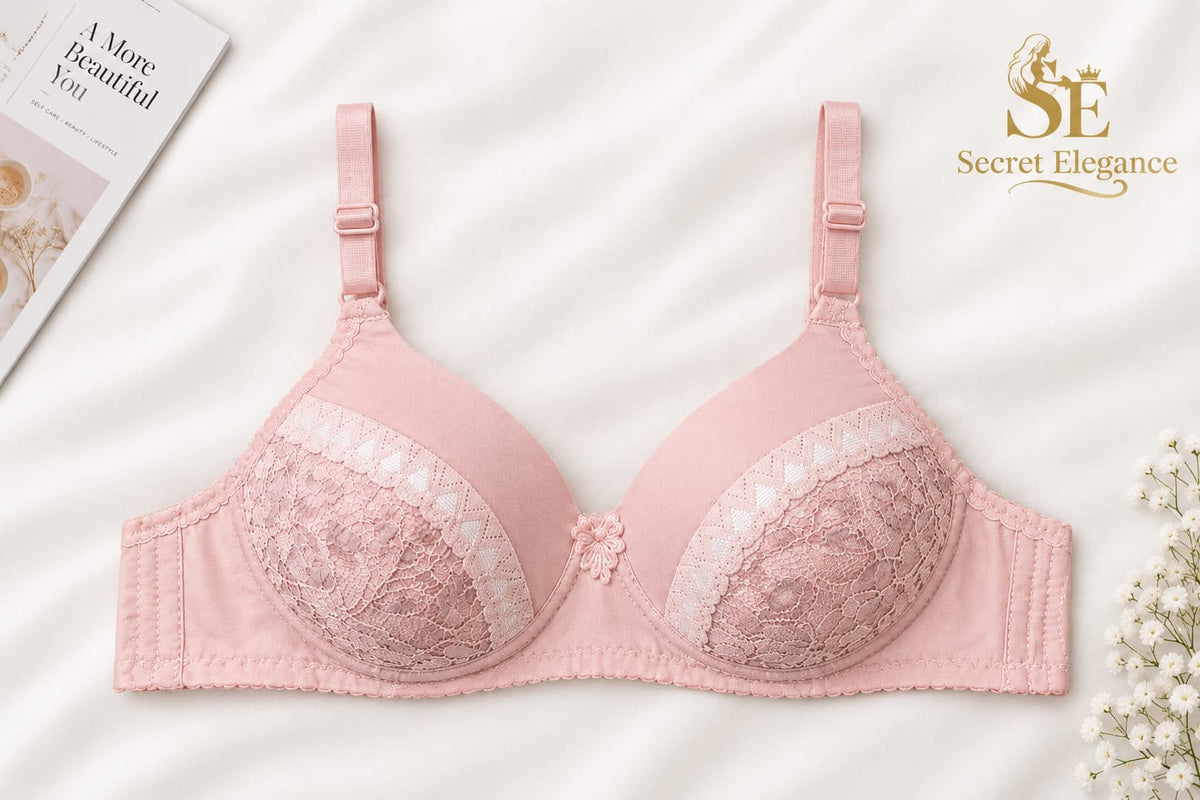 Single Padded Lace Cotton Bra - Soft Comfort