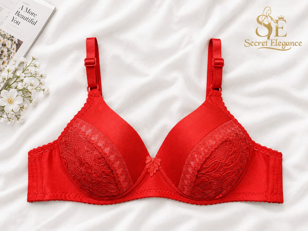 Single Padded Lace Cotton Bra - Soft Comfort