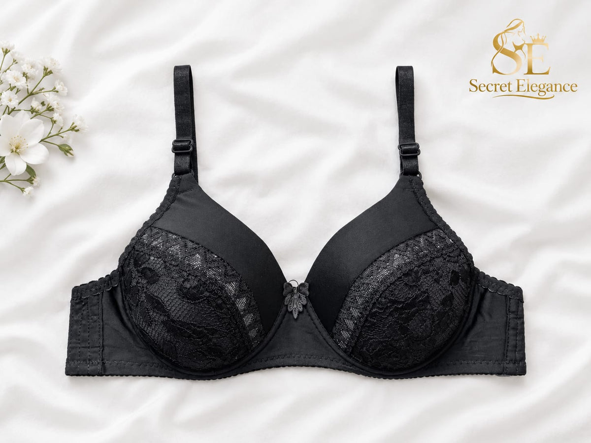 Single Padded Lace Cotton Bra - Soft Comfort