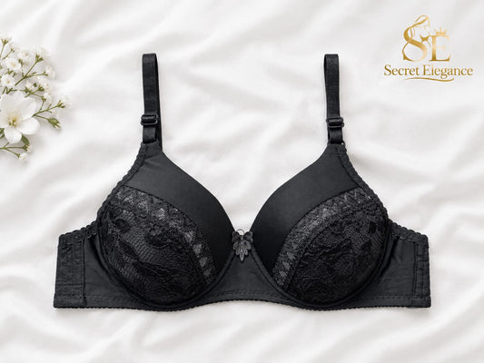 Single Padded Lace Cotton Bra - Soft Comfort