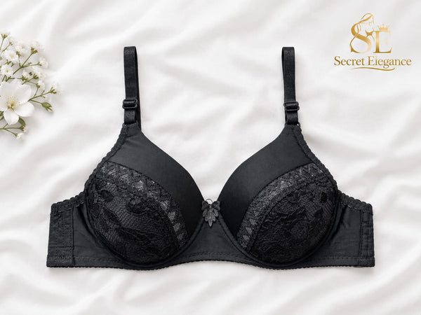 Single Padded Lace Cotton Bra - Soft Comfort