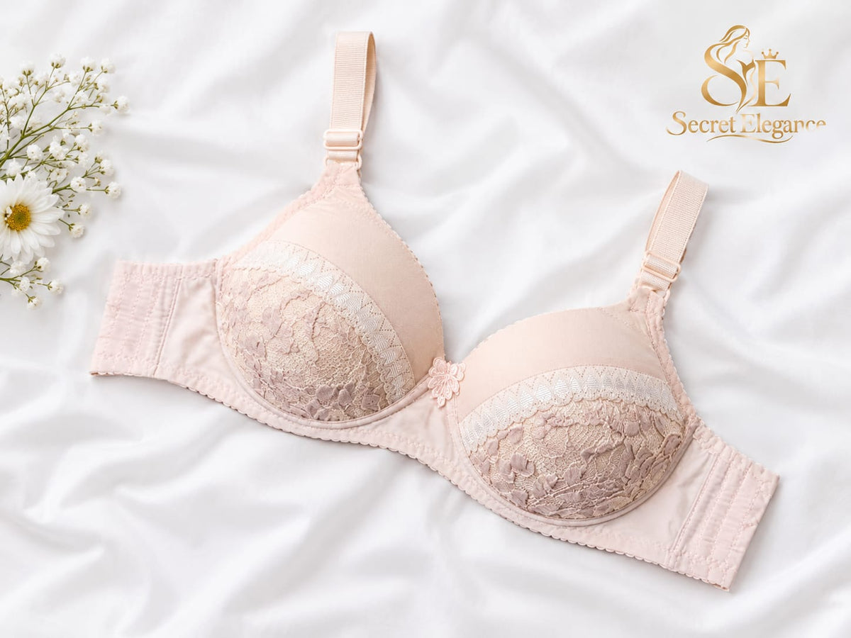 Single Padded Lace Cotton Bra - Soft Comfort