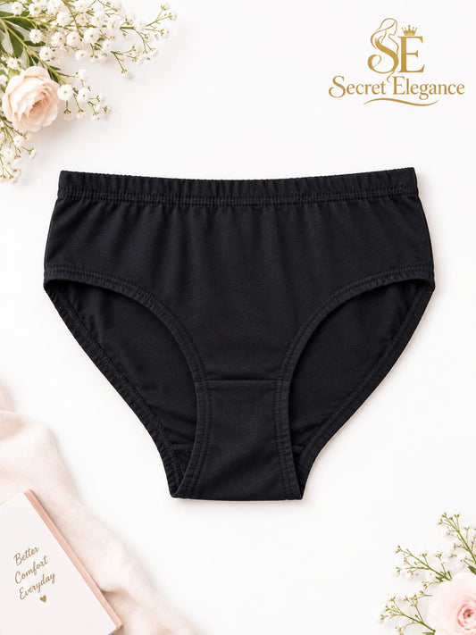 ⭐ BEST SELLER - Ladies Black Cotton Panty - Full Coverage Underwear