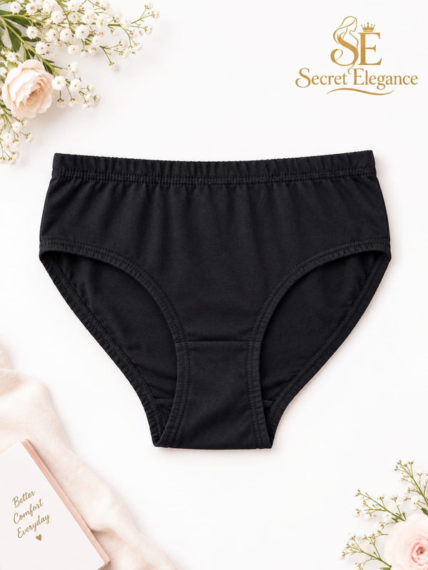 ⭐ BEST SELLER - Ladies Black Cotton Panty - Full Coverage Underwear