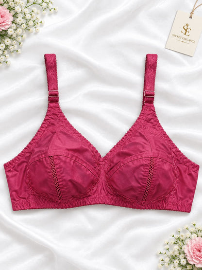 ⭐ PREMIUM - Women's Black Cotton Bra - Non-Padded Full Coverage - Secret Elegance