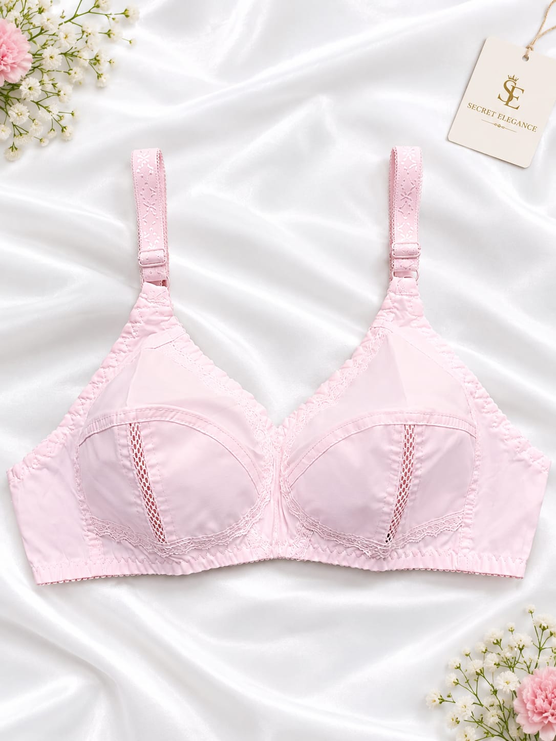 ⭐ PREMIUM - Women's Black Cotton Bra - Non-Padded Full Coverage - Secret Elegance