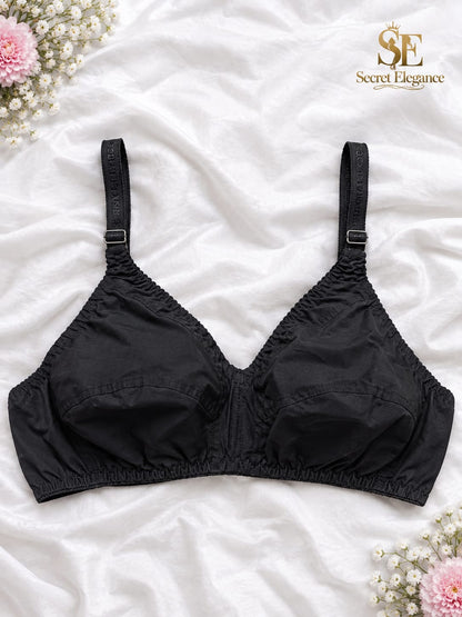 Secret Elegance - Soft Cotton Comfort Bra - Skin & Black - Non-Padded | Daily Use