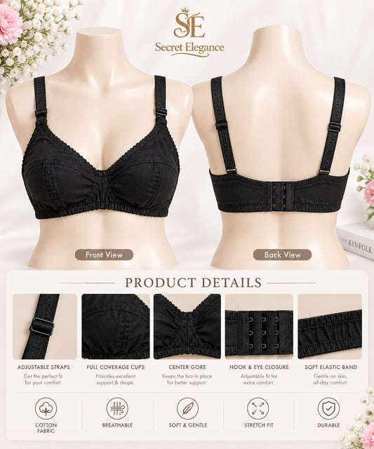 Secret Elegance - Soft Cotton Comfort Bra - Skin & Black - Non-Padded | Daily Use