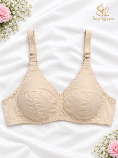 Secret Elegance - Soft Cotton Comfort Bra - Skin & Black - Non-Padded | Daily Use