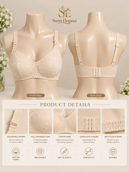 Secret Elegance - Soft Cotton Comfort Bra - Skin & Black - Non-Padded | Daily Use