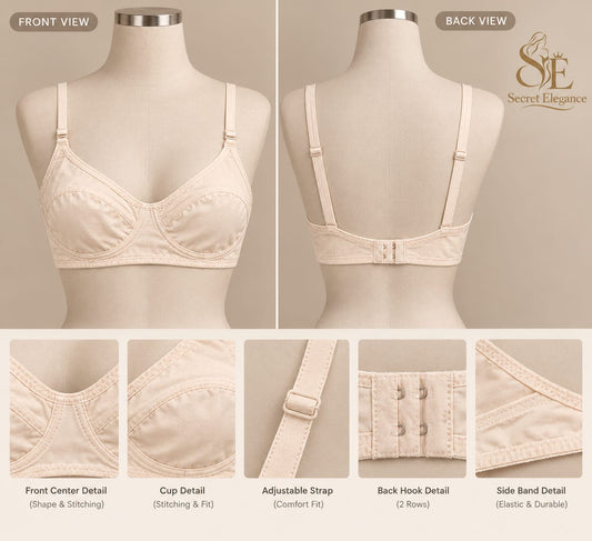 Malai Jersey Bra - Skin Beige | Ultra Soft, Stretchable & Non-Padded - Size 32/42
