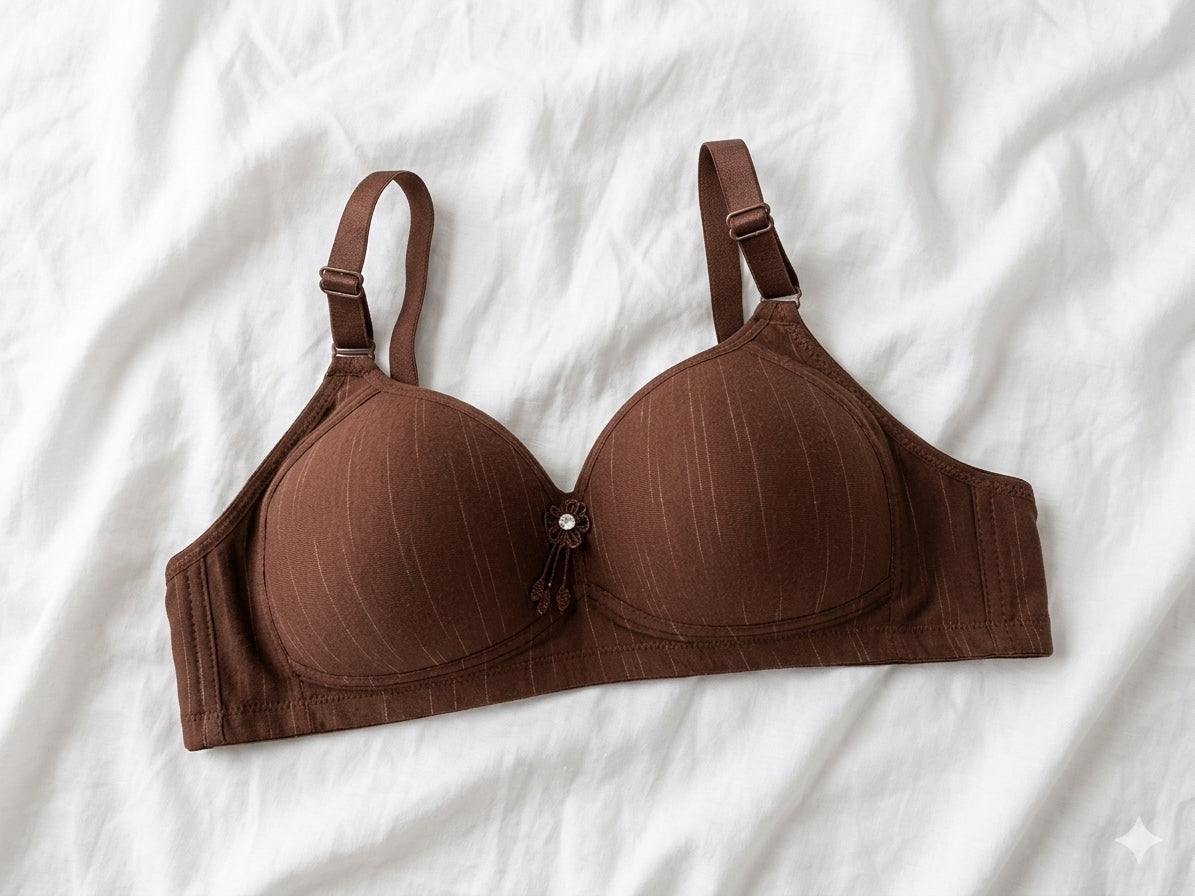 Secret Elegance - Stripe Lining Soft Foam Bra | Non-Wired Comfortable Daily Bra