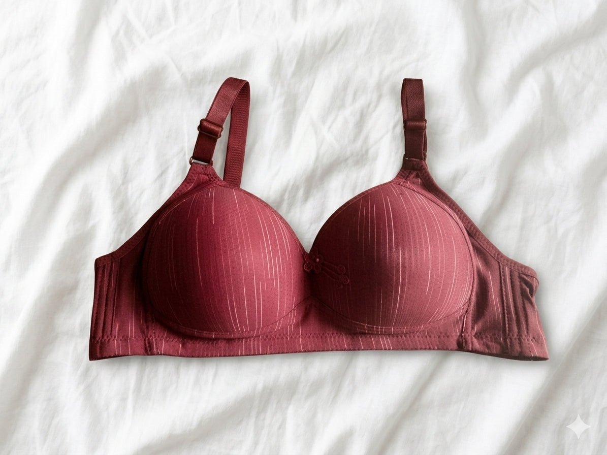 Secret Elegance - Stripe Lining Soft Foam Bra | Non-Wired Comfortable Daily Bra