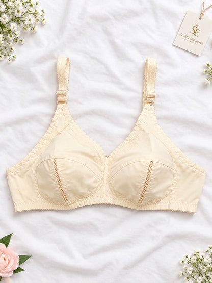 ⭐ PREMIUM - Women's Black Cotton Bra - Non-Padded Full Coverage - Secret Elegance